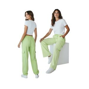 No Boundaries Neon Green Parachute Joggers